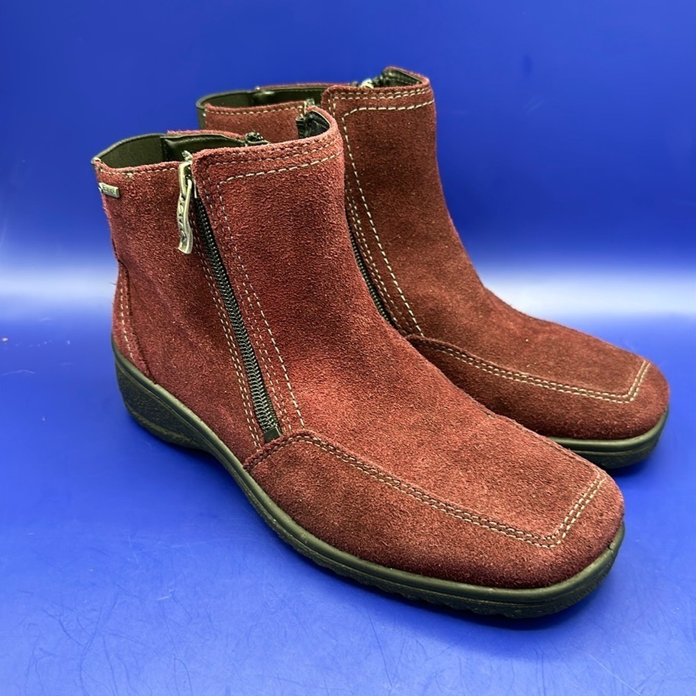 ARA US 6 MILA BURGUNDY SUEDE GORETEX BOOT Double Zipper Size 3.5 (US 5.5) Fleece